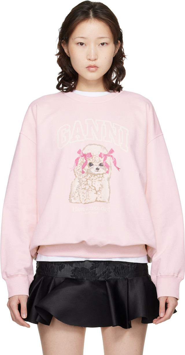 GANNI: Pink Poodle Sweatshirt | SSENSE
