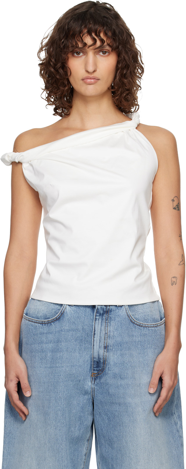 Róhe: Off-White Sculptural Cotton Silk Top | SSENSE Canada