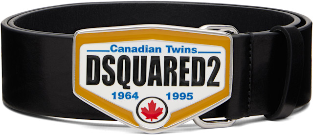 Dsquared2: ブラック 'Dsquared2' Logo Plaque ベルト | SSENSE 日本