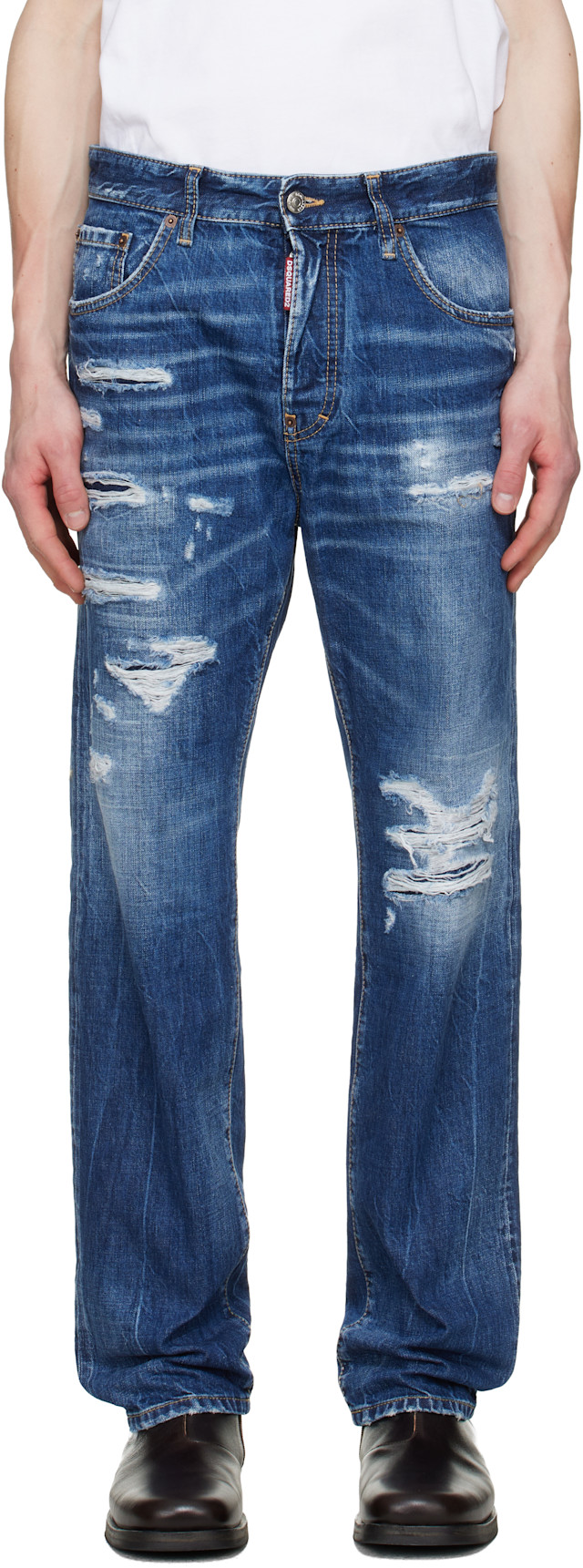 Dsquared2: Blue Medium Ripped Wash 642 Jeans | SSENSE