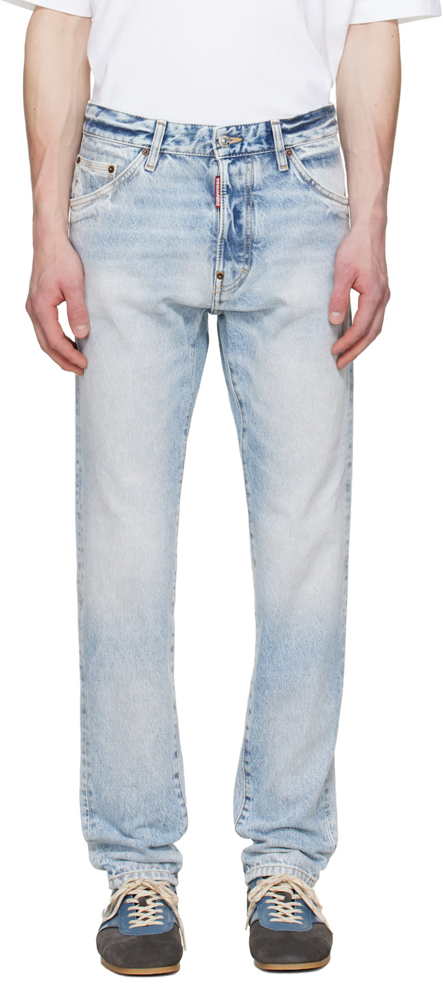 Dsquared2: Blue Light Diagonale Wash Teddy Jeans | SSENSE