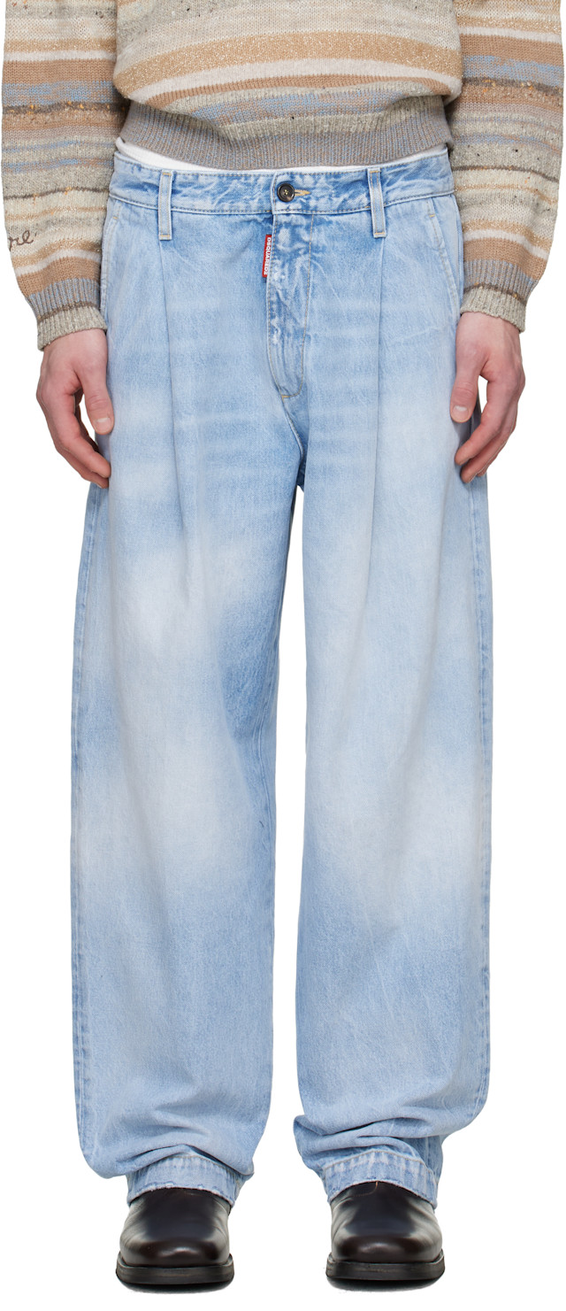 Dsquared2: Blue Light Clean Wash One Pleat Jeans | SSENSE