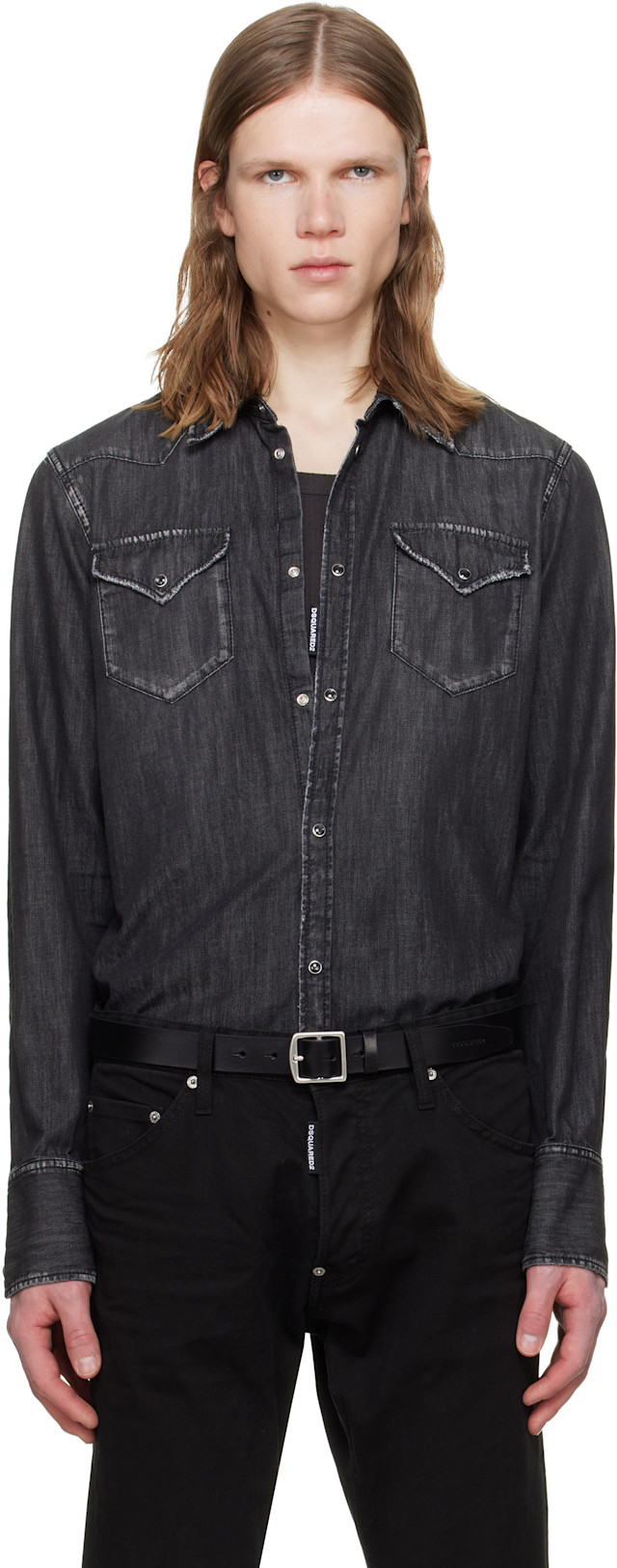 Dsquared2: Black Western Denim Shirt | SSENSE