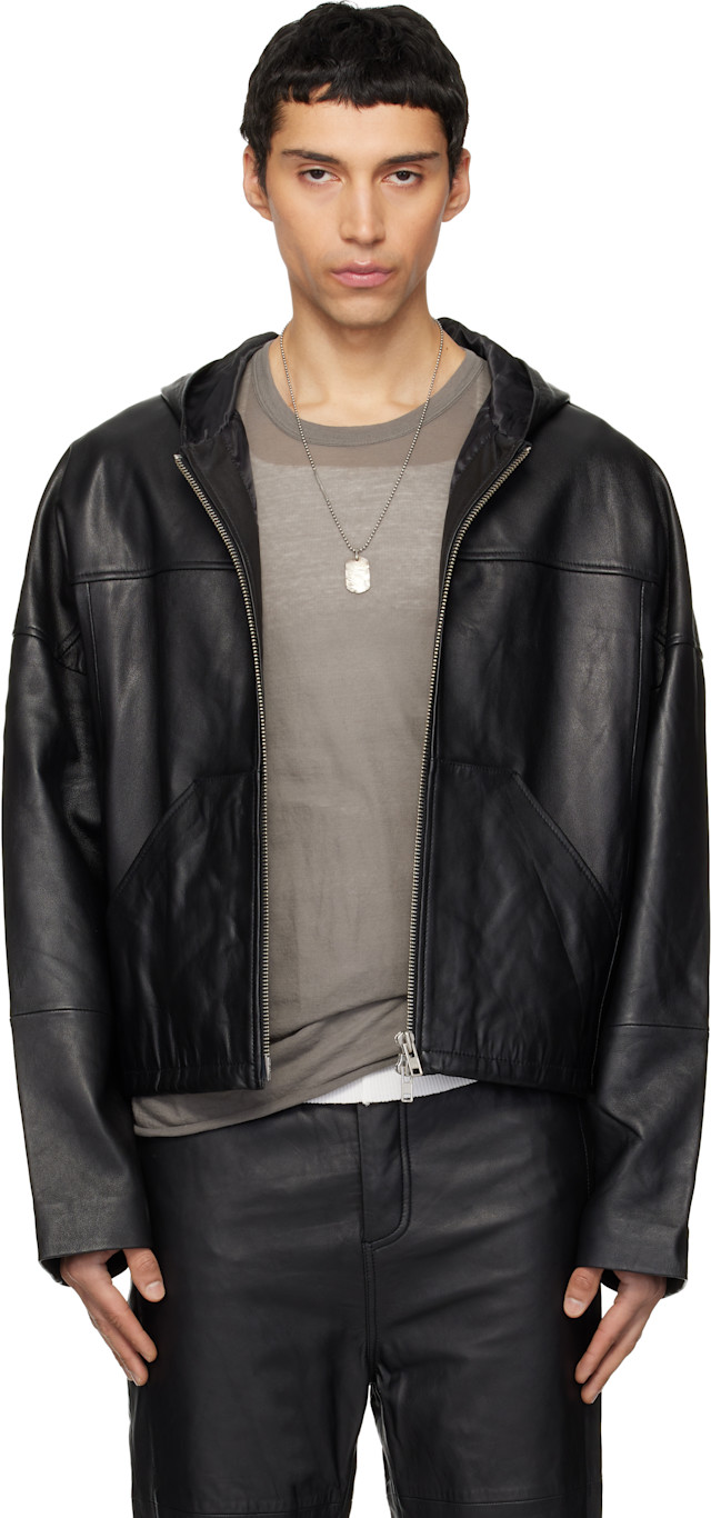 Deadwood: Black Hector Leather Hoodie | SSENSE