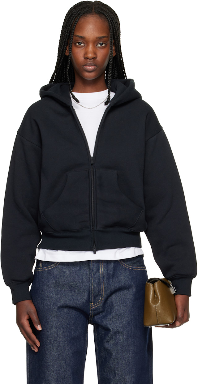 Fear of God ESSENTIALS: Black Classic Full Zip Hoodie | SSENSE