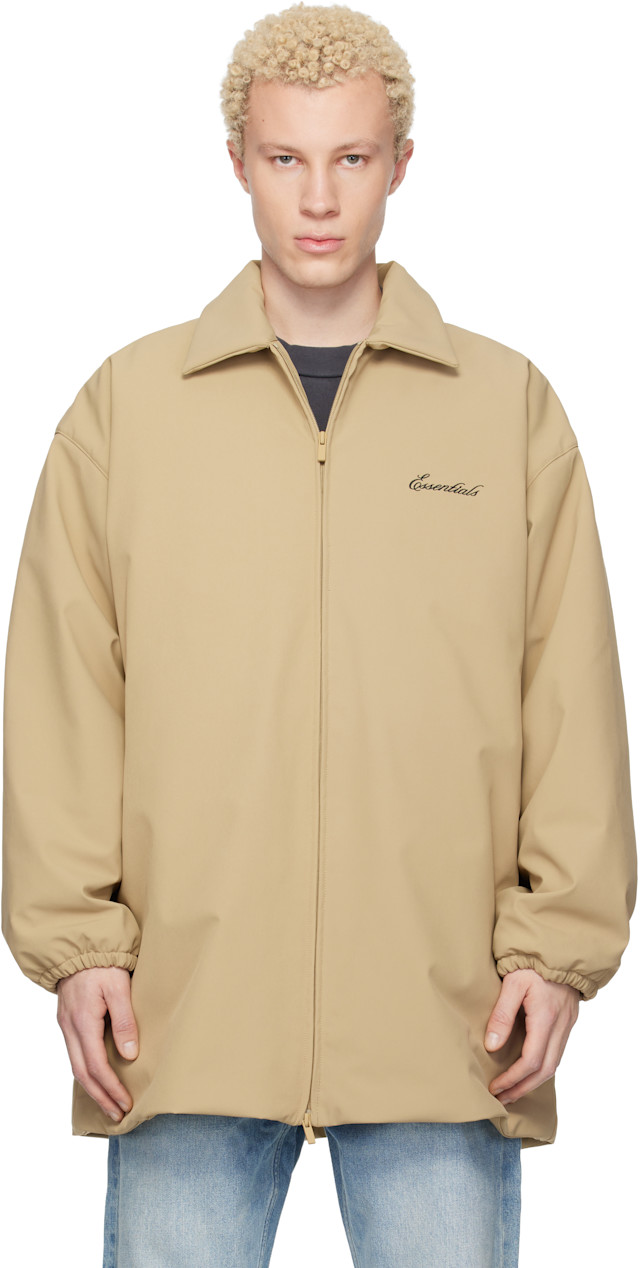 FEAR OF GOD ESSENTIALS フィアオブゴッド エッセンシャルズ BARN JACKET ジップアップシャツジャケット ベージュ Fear of God ESSENTIALS: Beige Signature Filled Barn Jacket | SSENSE