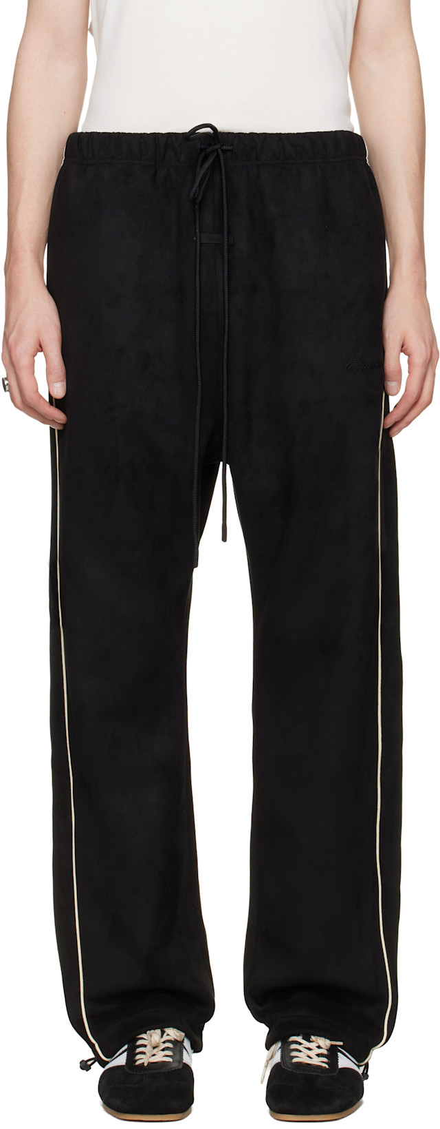 チノパン FOG Essentials Drawstring Trouser Pants Fear of God ESSENTIALS: Black Signature Relaxed Track Pants | SSENSE