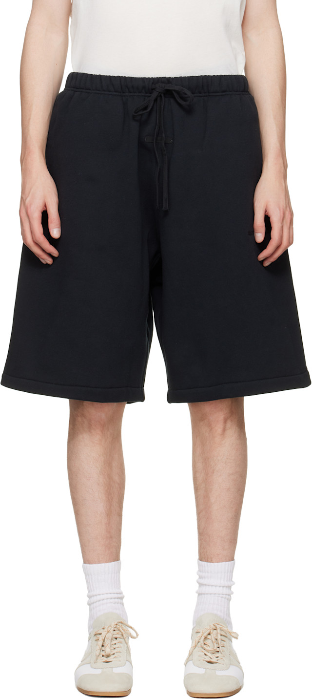 Fear of God ESSENTIALS: Black Active Trace Relaxed Shorts | SSENSE