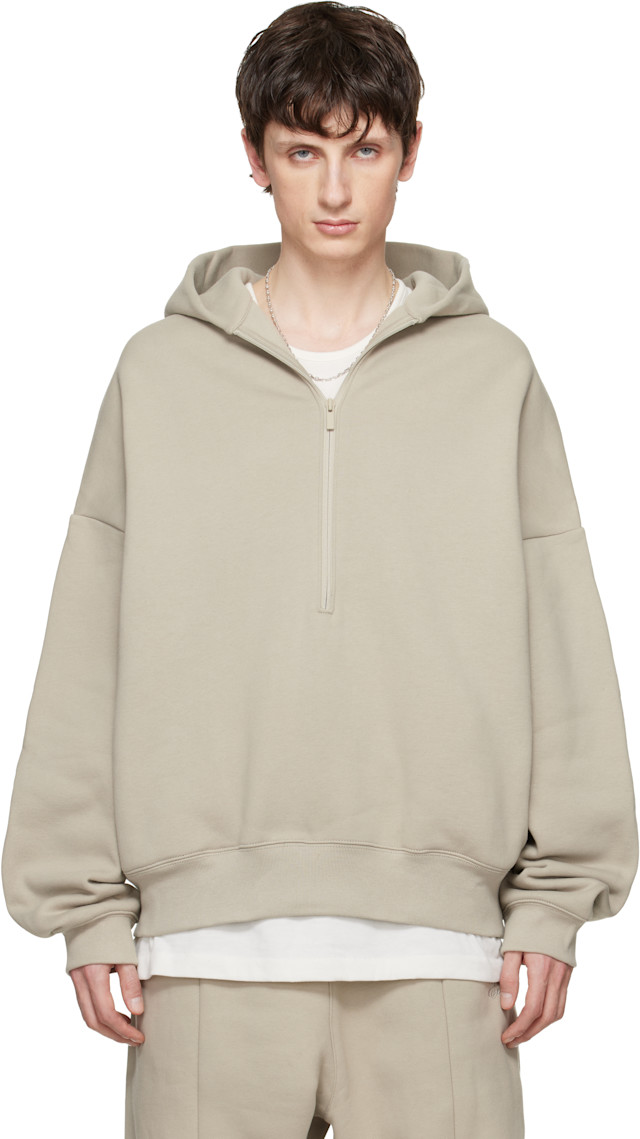 Fear of God ESSENTIALS: Gray 'Property' Lounge Half Zip Hoodie