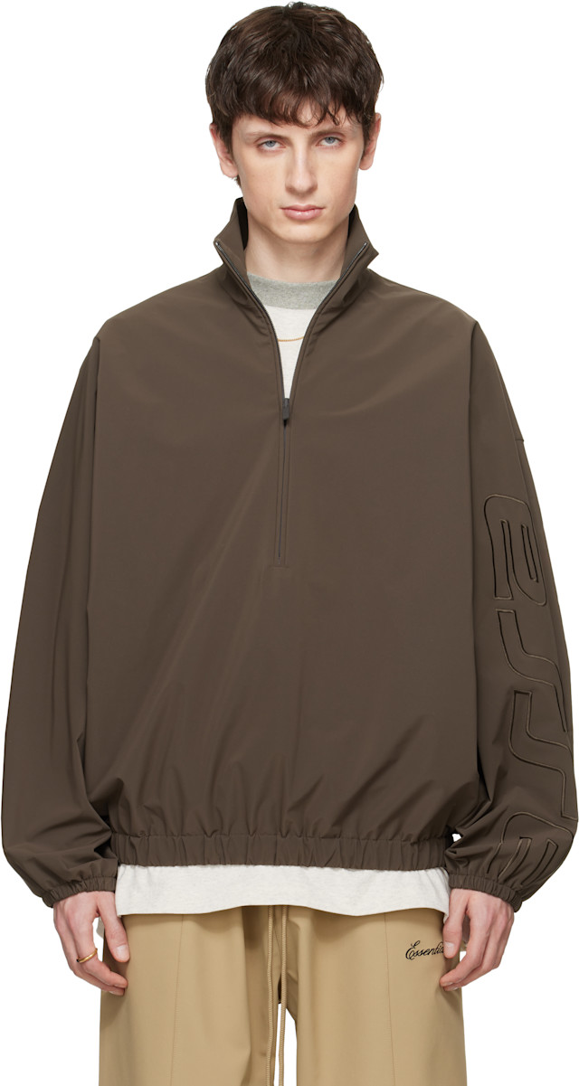 Fear of God ESSENTIALS: Brown Active Trace Half Zip Track Jacket