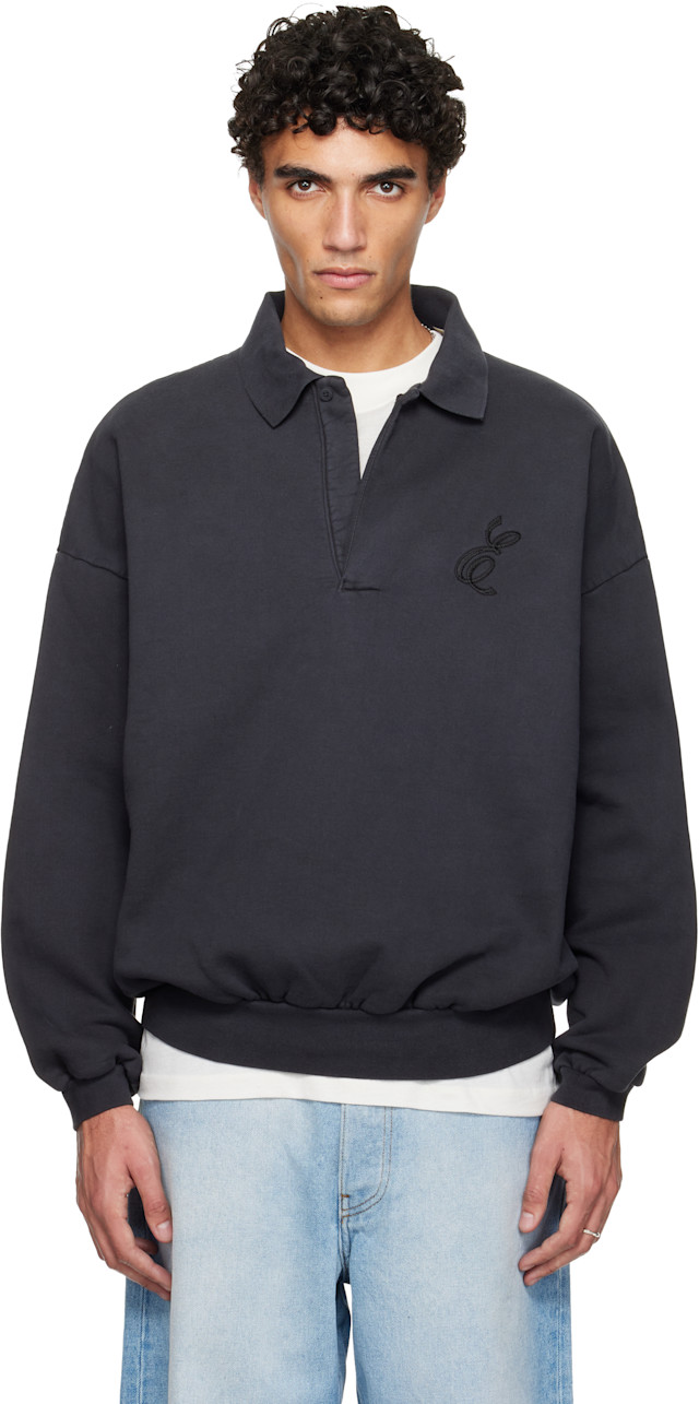 Fear of God ESSENTIALS: Black Holiday Embroidered Classic Polo