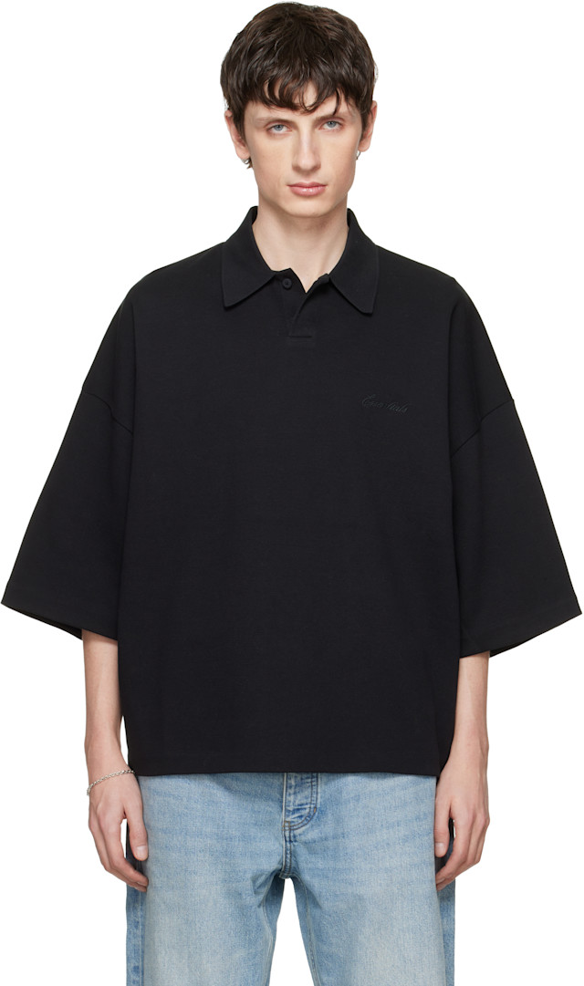 Fear of God ESSENTIALS: Black Signature 90s Cropped Polo | SSENSE