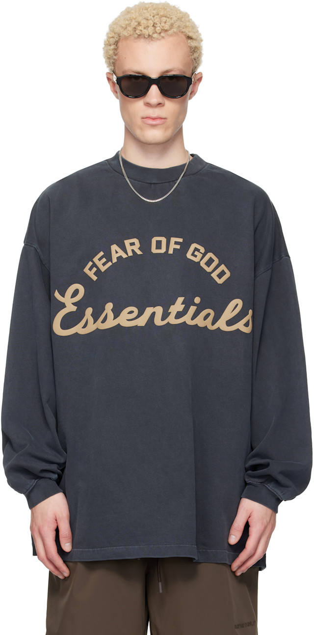 Fear of God ESSENTIALS: Gray Training 90s Long Sleeve T-shirt | SSENSE