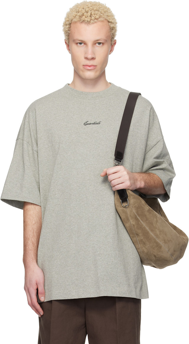 Fear of God ESSENTIALS: Gray Signature 90s Short Sleeve T-shirt