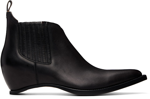 靴 Maison Margiela Short Boots Maison Margiela: Black Heel-less Western Chelsea Boots | SSENSE