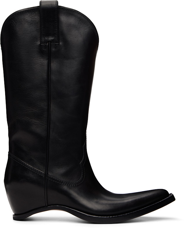 Maison Margiela: ブラック Heel-Less ウエスタンブーツ | SSENSE 日本