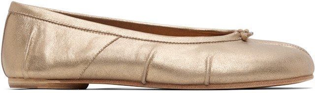 Maison Margiela: Gold Tabi New Ballerina Flats | SSENSE
