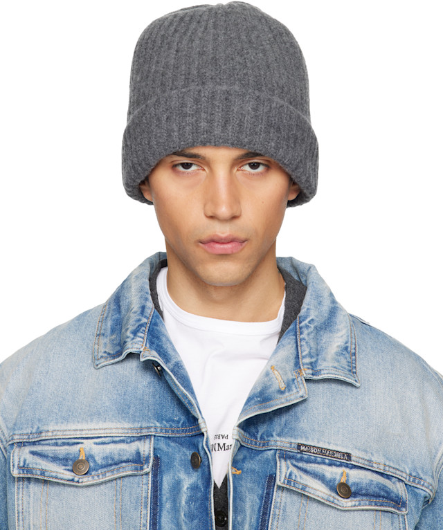 Maison Margiela ニット帽 グレー サイズＭ Maison Margiela: Gray Ribbed Beanie | SSENSE
