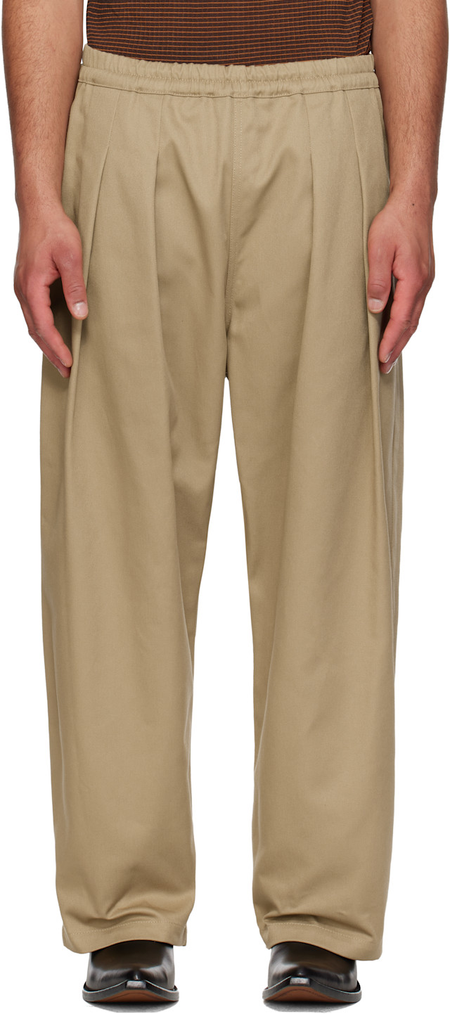 Maison Margiela: Beige Dropped-Rise Trousers | SSENSE