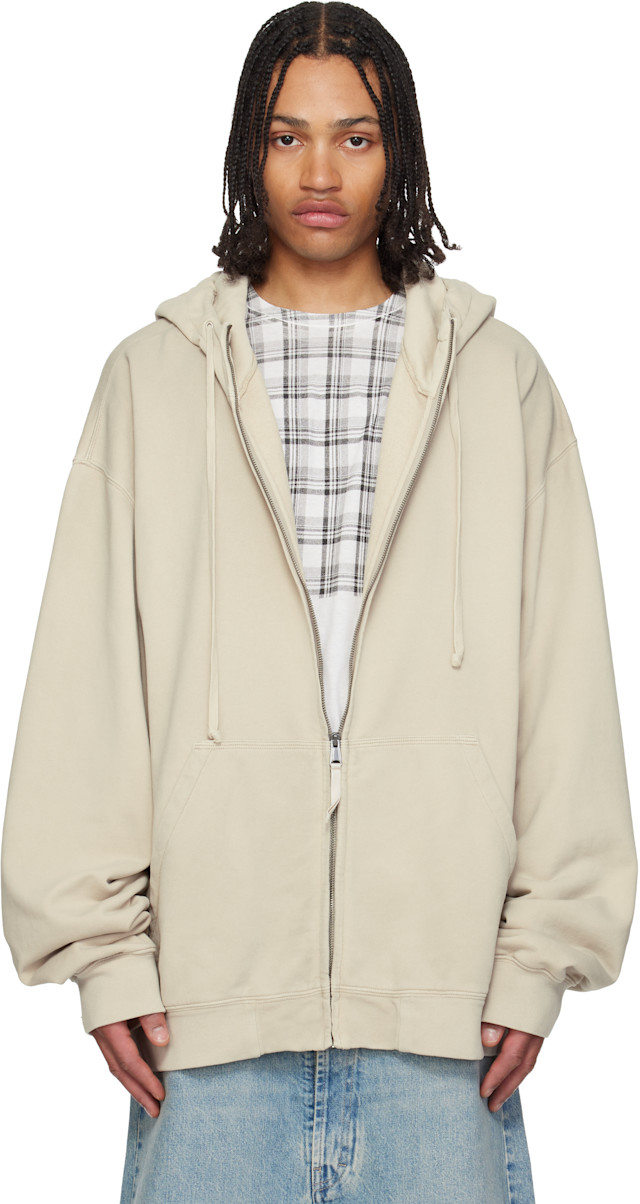 Maison Margiela: Beige Zip Hoodie | SSENSE