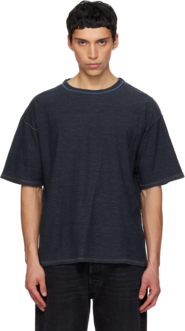 Maison Margiela: ネイビー エクスポーズド シーム Tシャツ | SSENSE 日本