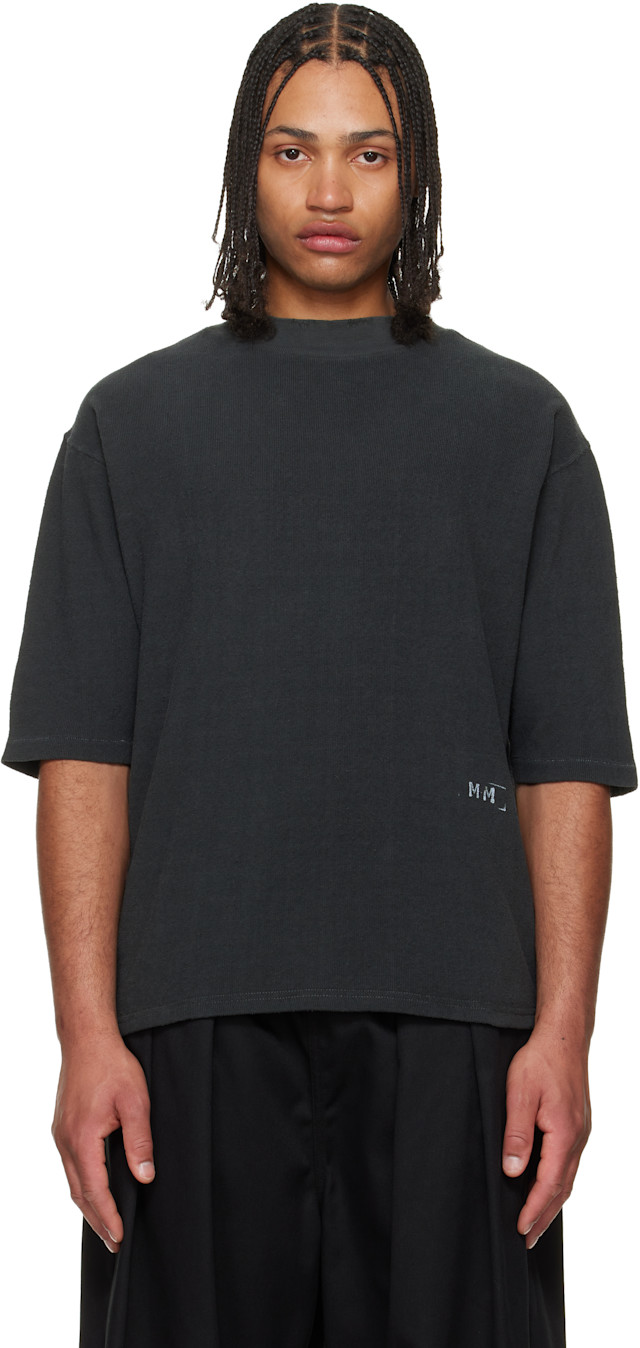 Maison Margiela: Gray Distressed Cotton Terry T-shirt | SSENSE