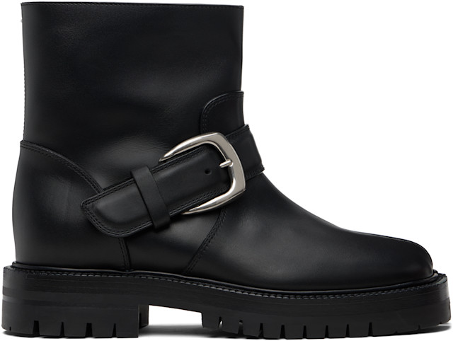 Maison Margiela: Black Tabi County Buckle Ankle Boots | SSENSE