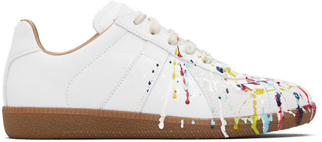 Maison Margiela: White Paint Replica Sneakers | SSENSE