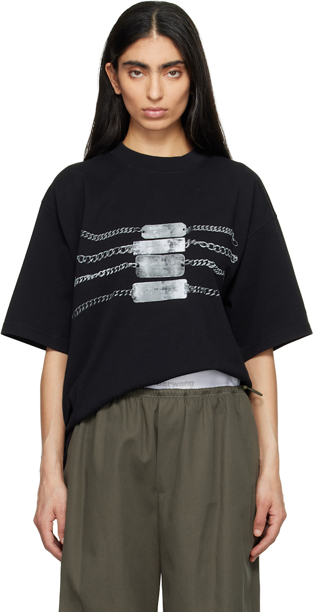 Alexander Wang: ブラック オーバーサイズ グラフィックTシャツ