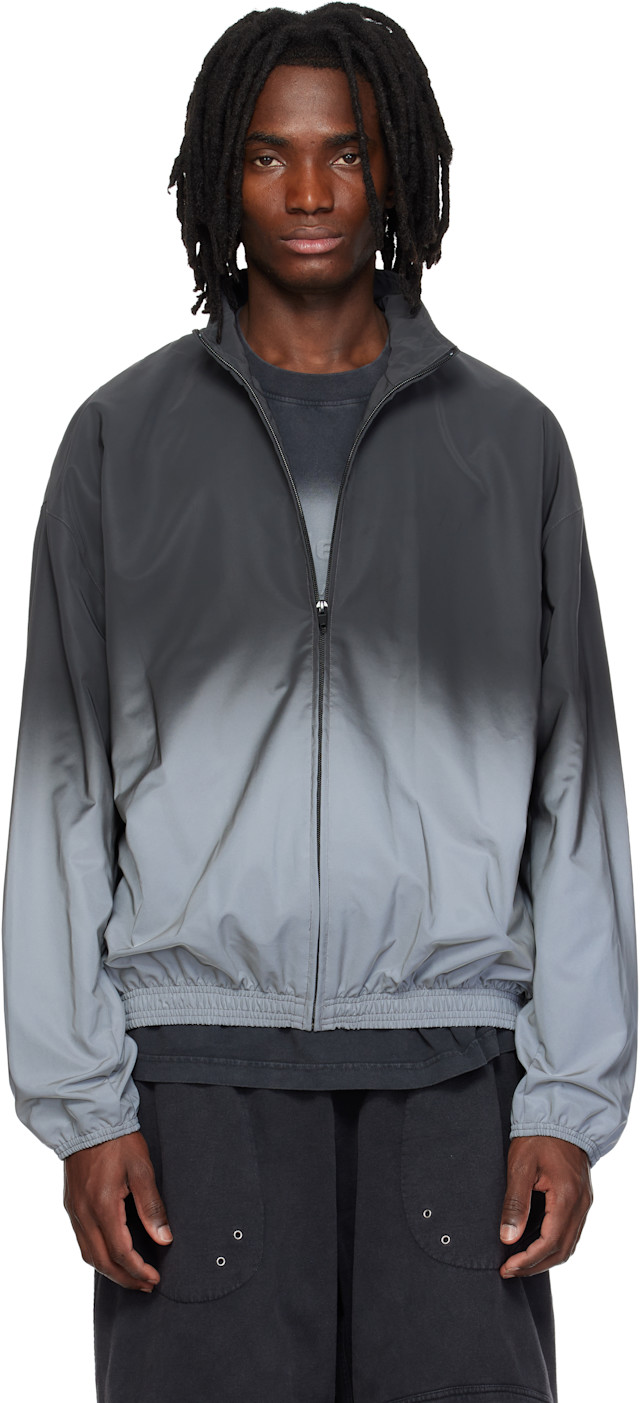 Alexander Wang: Gray & Silver Reflective Track Jacket | SSENSE