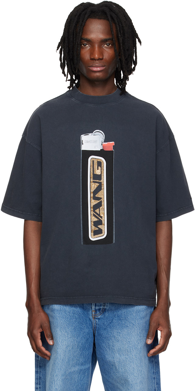 Alexander Wang: Black Oversized Graphic T-shirt | SSENSE