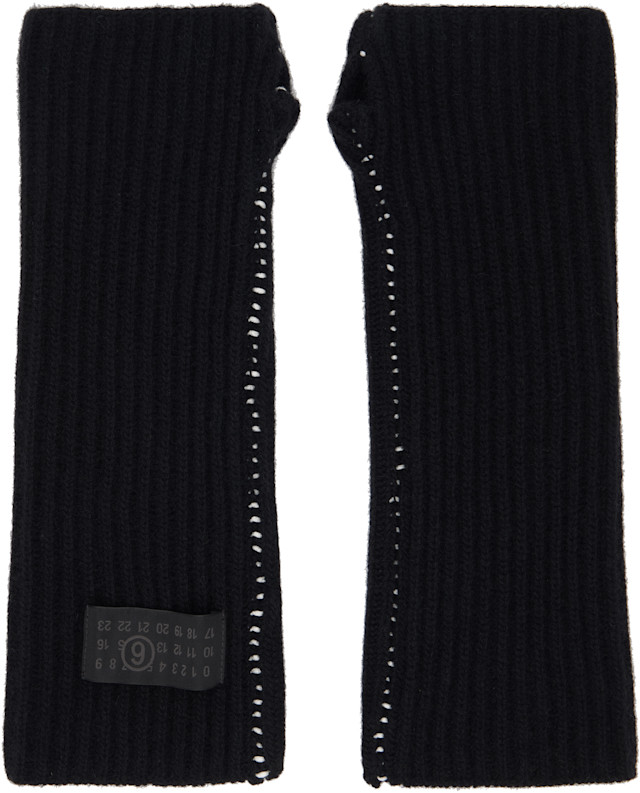 MM6 Maison Margiela: ブラック フィッシャーマンズリブ アーム
