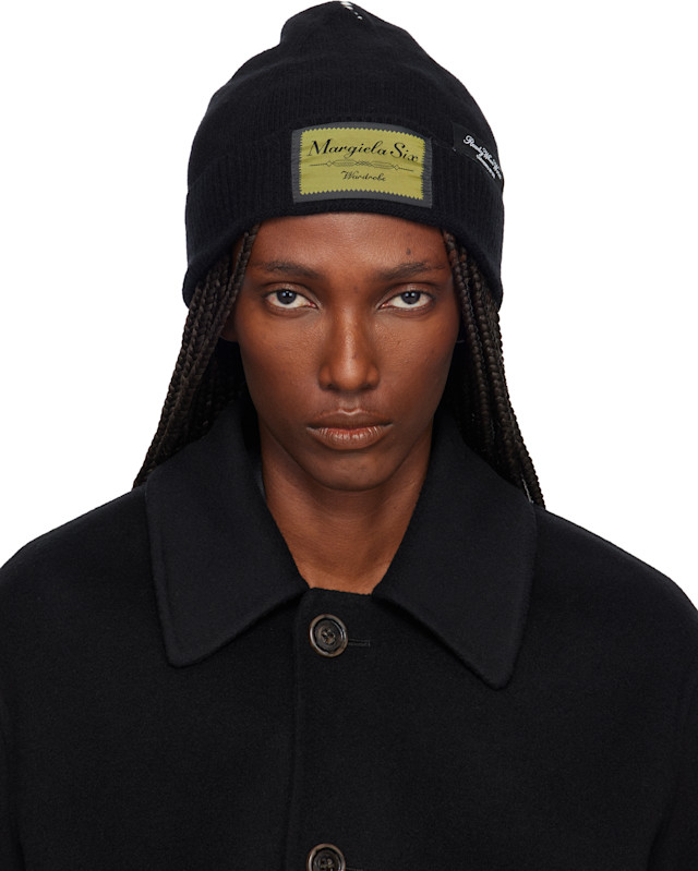 MM6 Maison Margiela: Black Access Labels Story Beanie | SSENSE