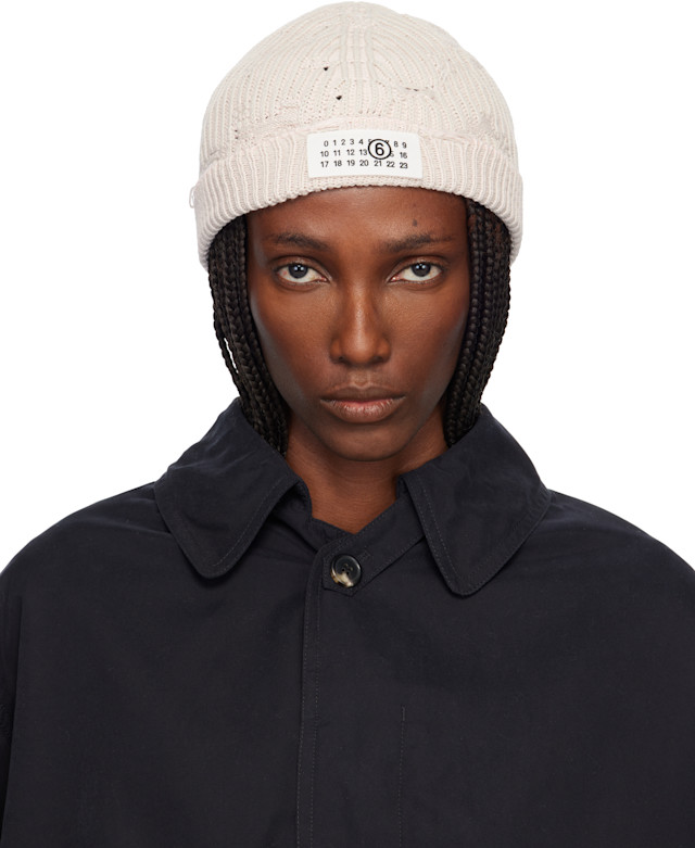 MM6 Maison Margiela: Pink & Gray Amended Optical Ribs Beanie | SSENSE