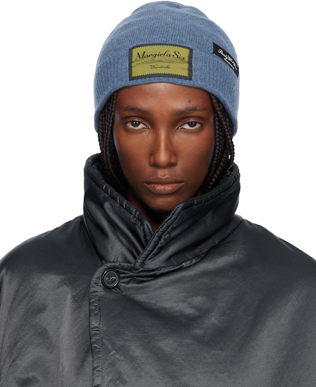 MM6 Maison Margiela: Blue Access Labels Story Beanie | SSENSE