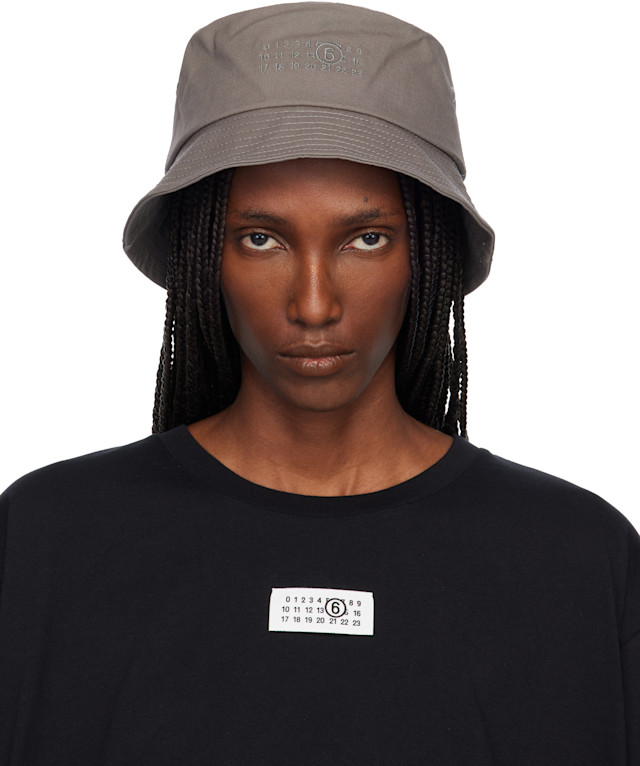 MM6 Maison Margiela: グレー コットンキャンバス バケットハット