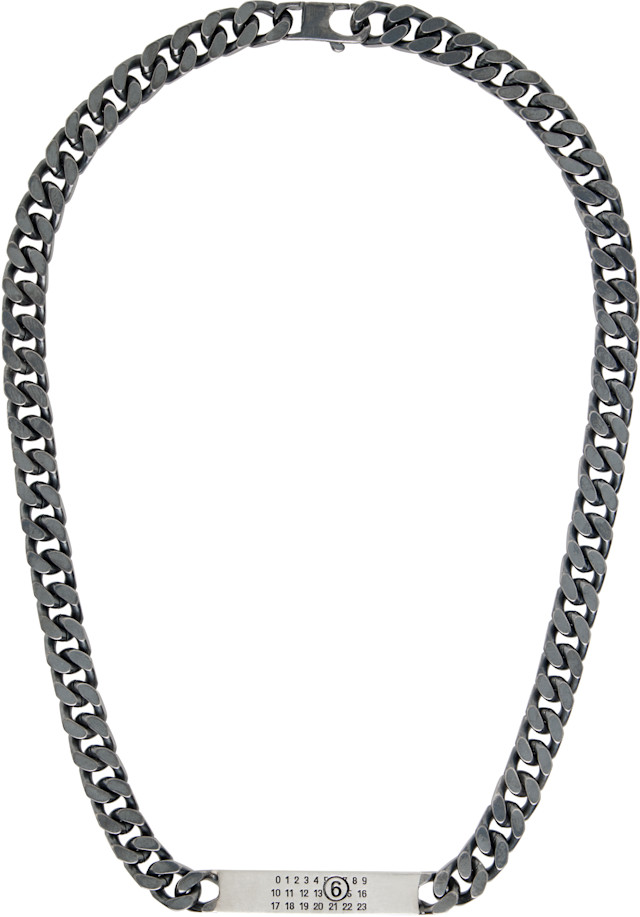 MM6 Maison Margiela: Minimal Logo Id Tag Curb ネックレス | SSENSE 日本