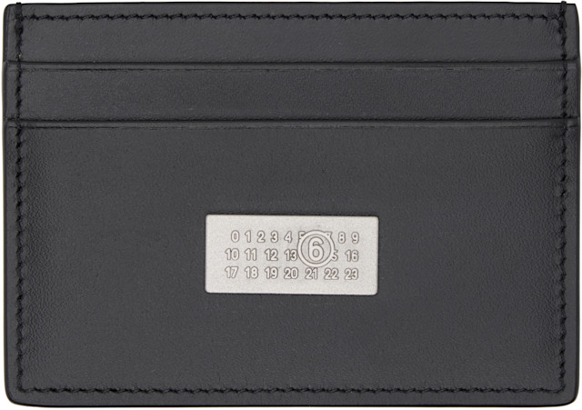 MM6 Maison Margiela: Black Numeric Leather Card Holder | SSENSE