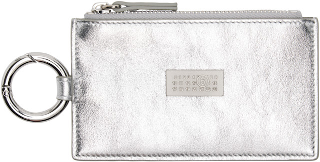 MM6 Maison Margiela: Silver Numeric Leather Key Ring Wallet