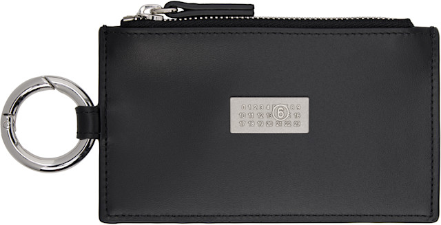 MM6 Maison Margiela: Black Numeric Leather Key Ring Wallet | SSENSE