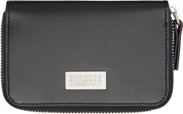 MM6 Maison Margiela: Black Numeric Leather Zip Wallet | SSENSE Canada