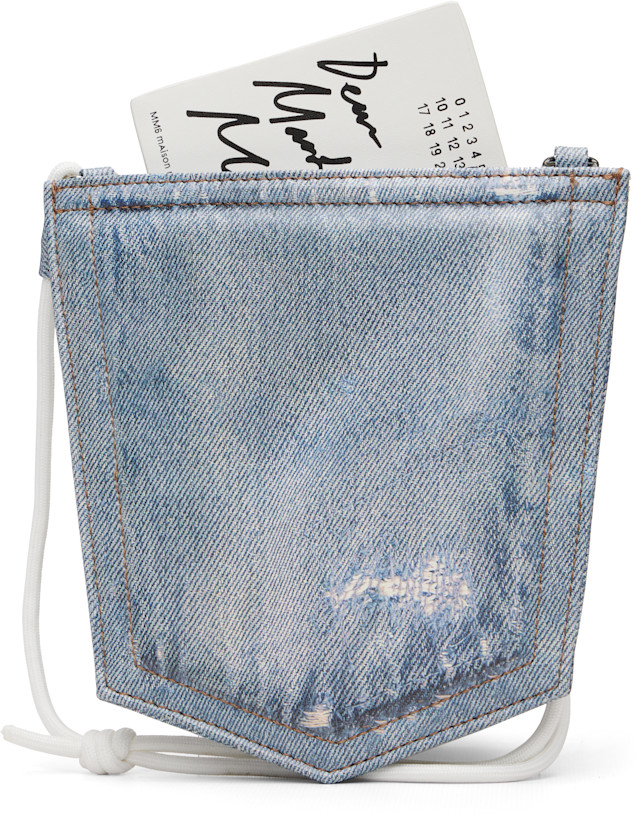 MM6 Maison Margiela: ブルー デニム ポケット ポーチ | SSENSE 日本