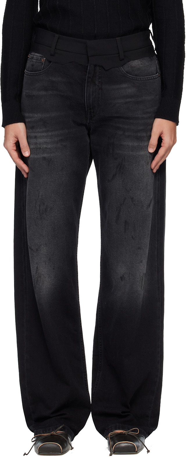 MM6 Maison Margiela: Black Straight-Leg Jeans | SSENSE