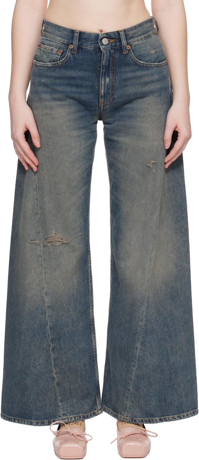 MM6 Maison Margiela: Blue Distressed Jeans | SSENSE