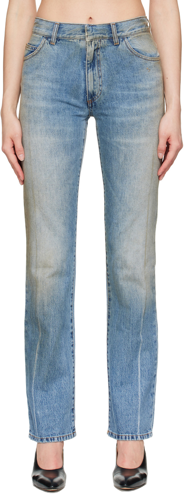 MM6 Maison Margiela: ブルー ストレートレッグ ジーンズ | SSENSE 日本