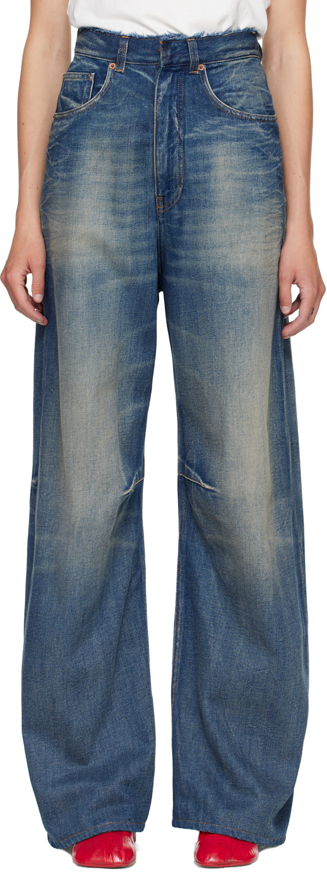 MM6 Maison Margiela: Blue Wide-Leg Jeans | SSENSE Canada