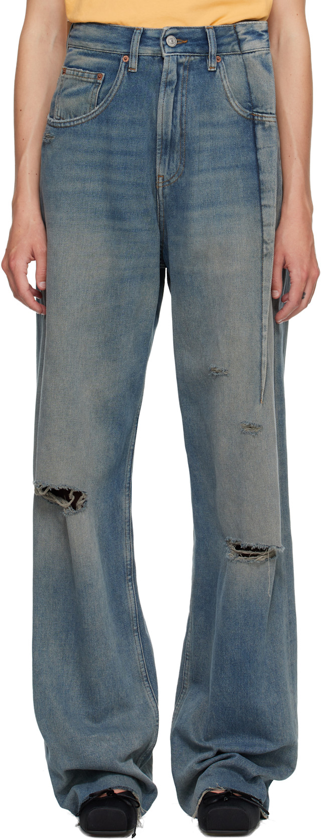 O*様 25AW Maison Margiela Denim Jeans 28イ MM6 Maison Margiela: Blue Aged Denim Jeans | SSENSE