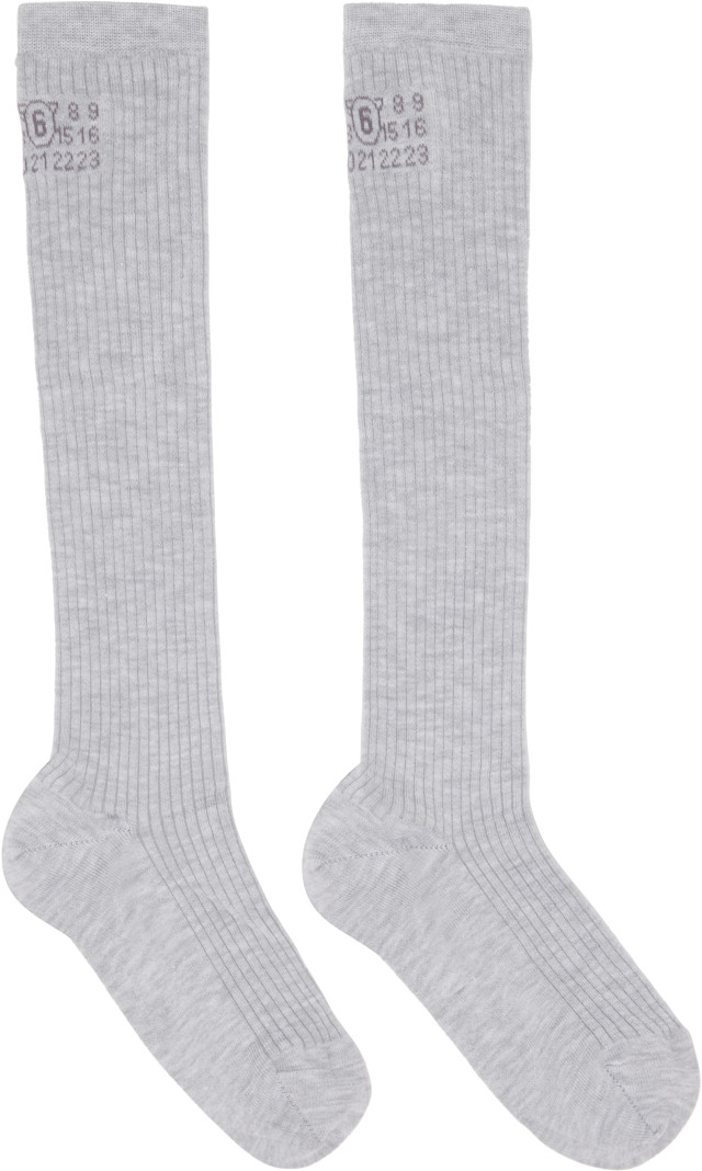 MM6 Maison Margiela: Gray Knee-High Socks | SSENSE