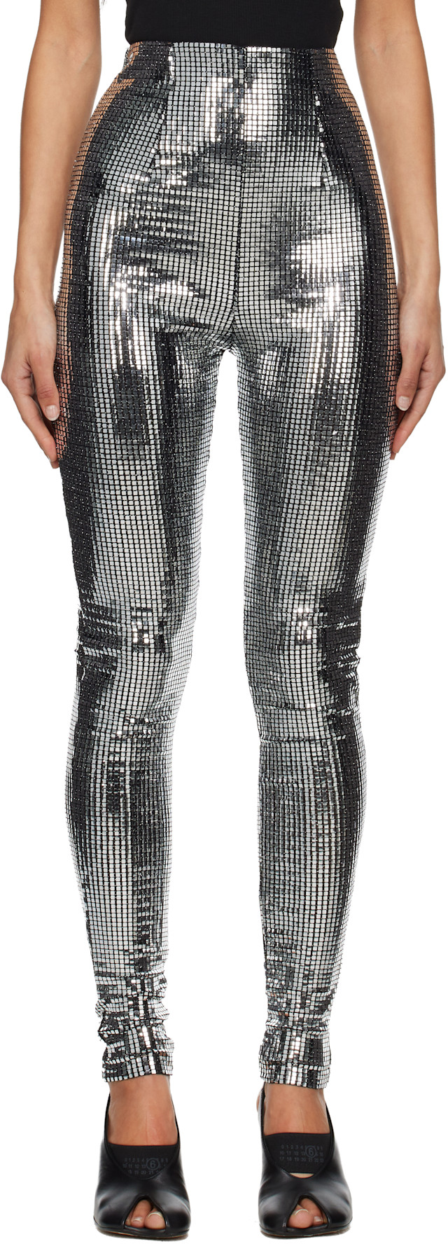 MM6 Maison Margiela: Silver Metallic Leggings | SSENSE