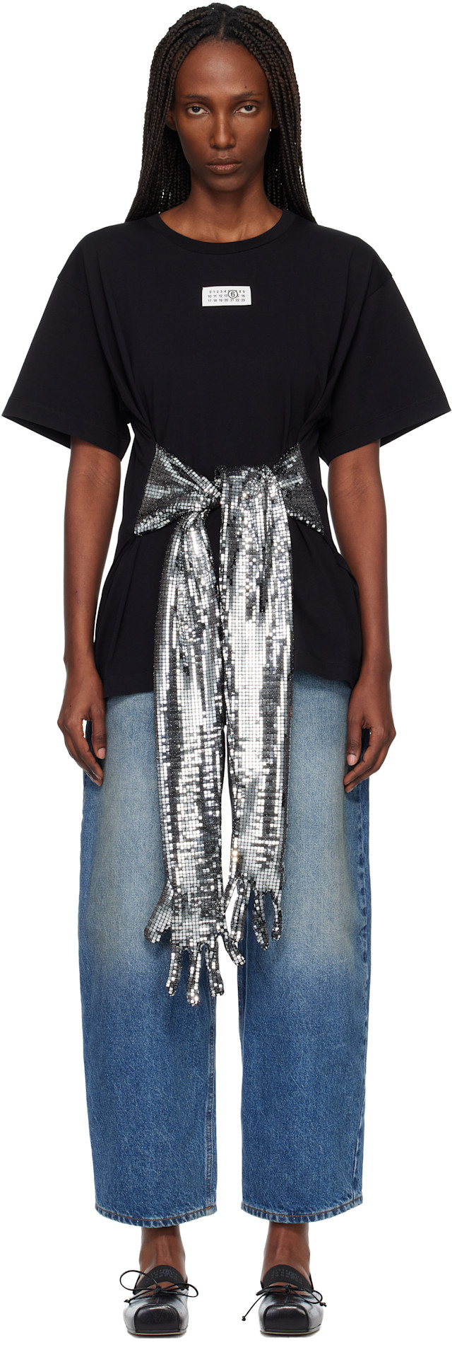 MM6 Maison Margiela: Black Cotton Gloves T-shirt | SSENSE